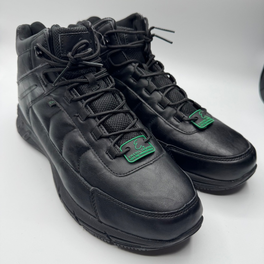 Emeril Lagasse Mens Royal High Top Work Shoes Black Slip Resistant Leather 13